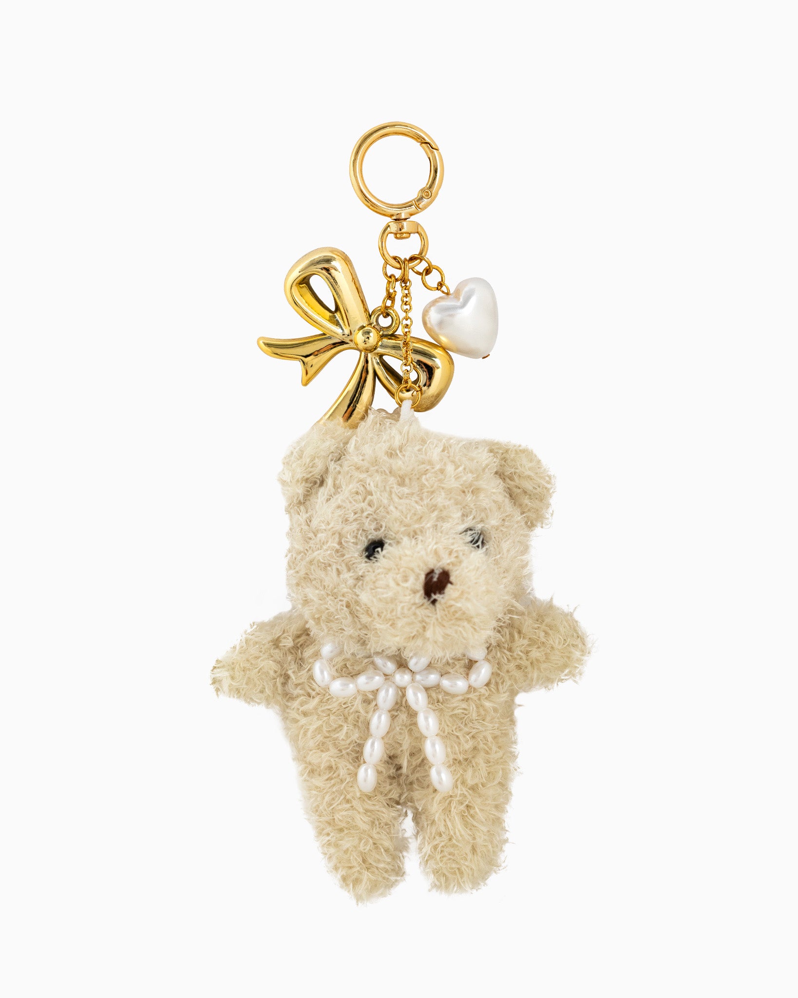 Plush Pearl Bow Teddy Bear Bag Charm